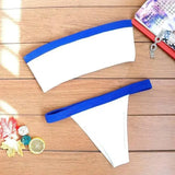 Color Matching Women's Swimsuit Bikini Suit-White-1