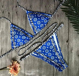 Hot Swimwear Bandage Bikini blue Beach Swimwear Women-1