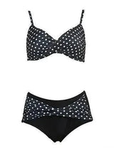 Ladies Polka-Dot Split Swimsuit Plus Size Swimsuit-1