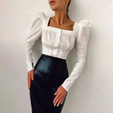 Puff Sleeve Square Neck Blouse-1