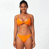 Solid color triangle split bikini-1