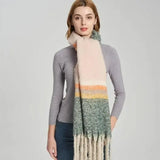 Thickened Circle Yarn Coarse Fringe Mixed Color Scarf-1