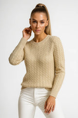 Women’s cable-knit sweater – soft crewneck pullover for everyday wear