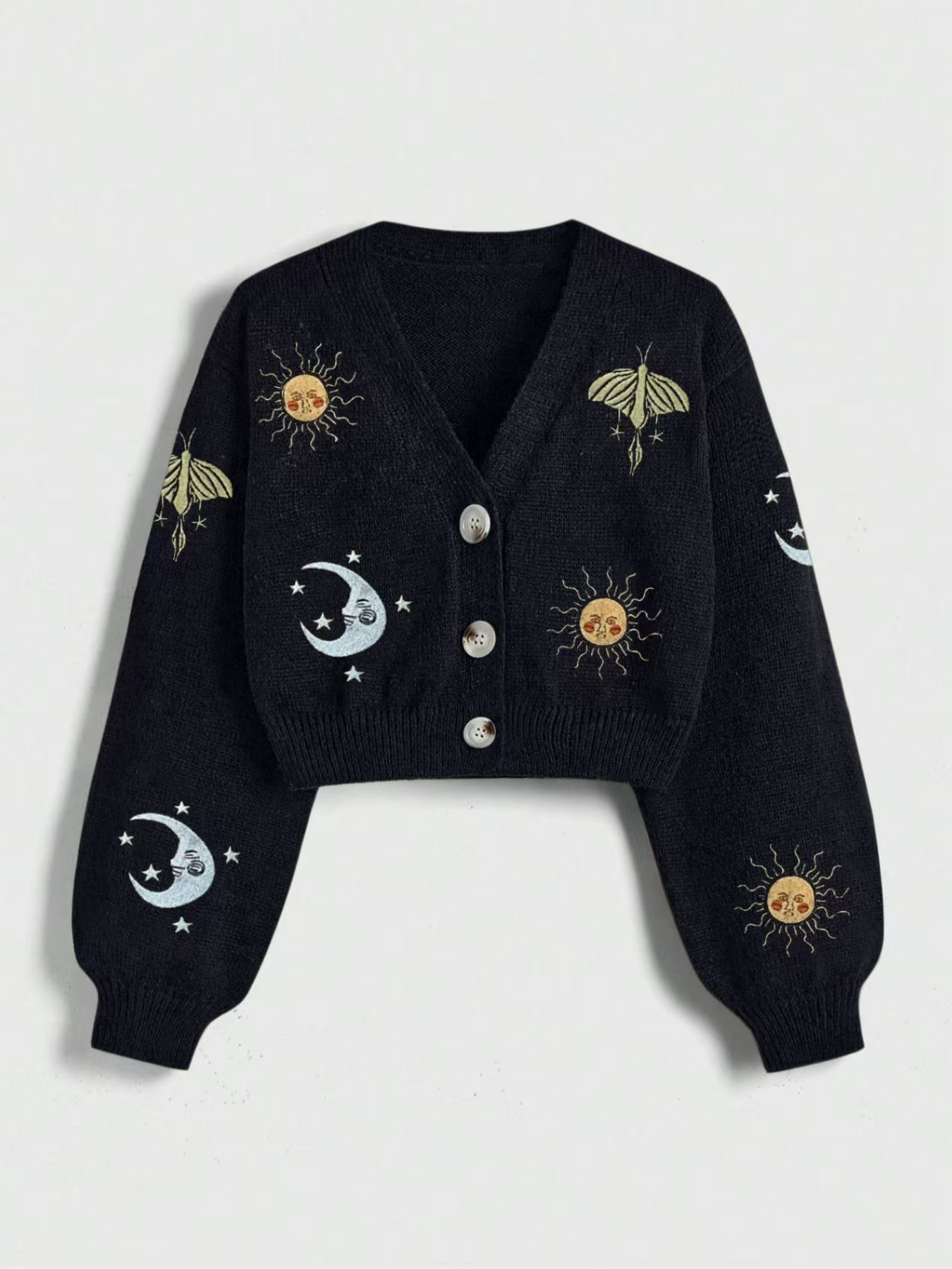 Sun & Moon Embroidered Cardigan