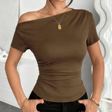 Y2K Ruched One Shoulder Top