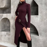 Waist Twist Bodycon Midi Dress