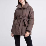 Women's Winter Plaid Lapel Coat – Thick Loose Outerwear with Lace-Up Design | Cozy & Stylish Jacket-3