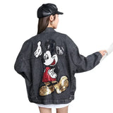 Oversized Cartoon-Embroidered Denim Jacket – Trendy and Playful