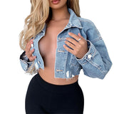 Cropped Ripped Denim Jacket – Trendy and Sexy for Modern Women-2