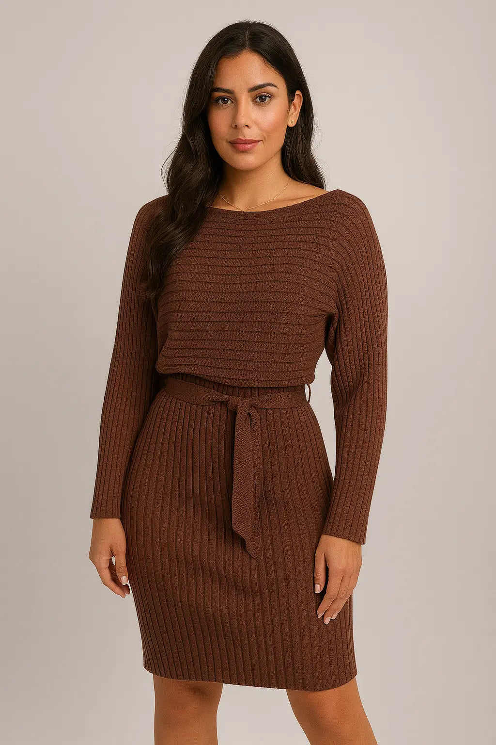 2pcs Traje de las mujeres de rayas sólidas de manga larga Top y falda tirantes apretados Moda Otoño Invierno Ropa Slim