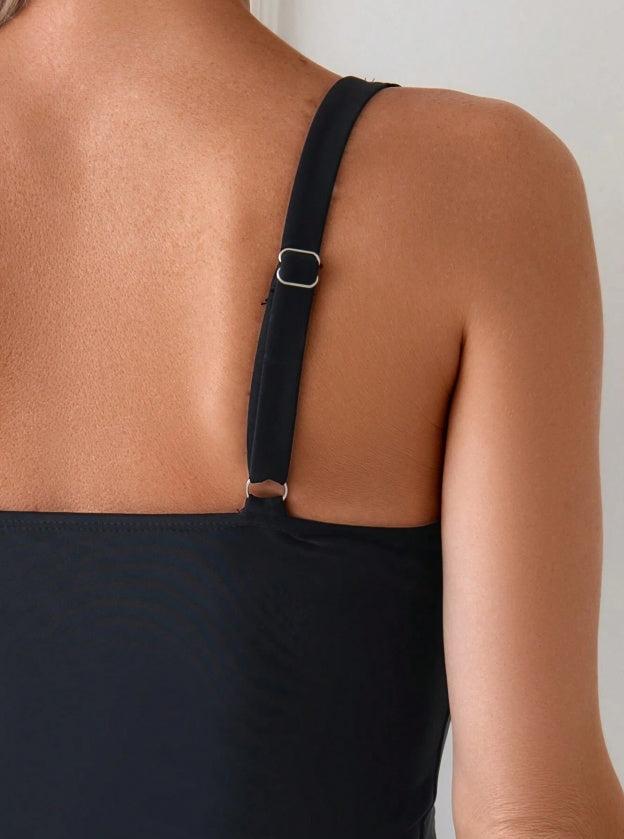 Women's Two-Piece Casual Swimsuit in Black – Timeless Elegance & Comfort