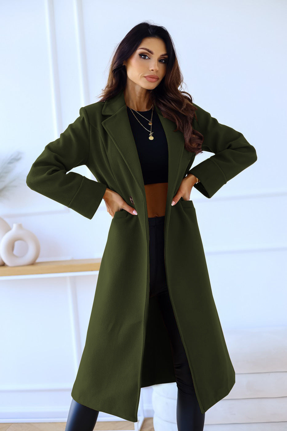 Chic Double-Breasted Woolen Coat