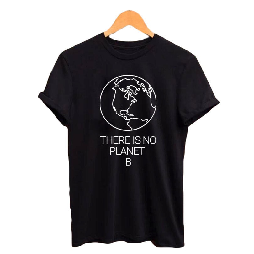 Women’s Earth Day "There Is No Planet B" Cotton T-Shirt | Black & White Summer Tops