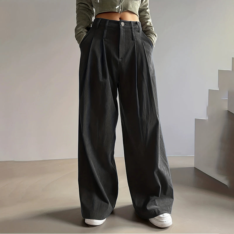 High-Waisted Pleated Wide-Leg Pants