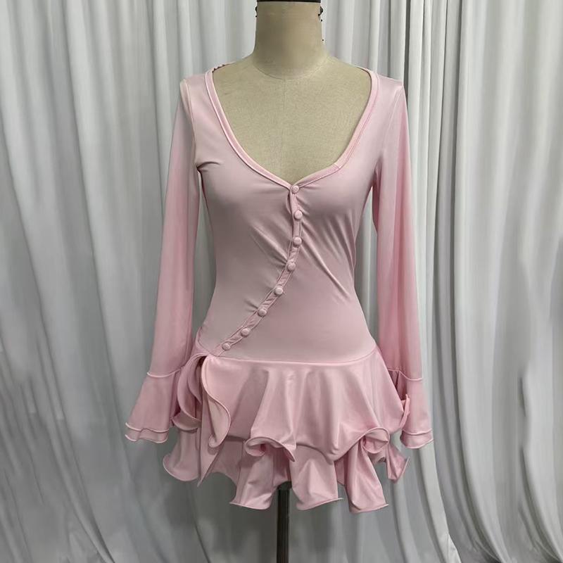 Irregular V-Neck Flare Mini Dress