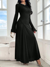 New Trumpet Sleeve Slim-fit Elegant High-elasticity Fashionable Dress