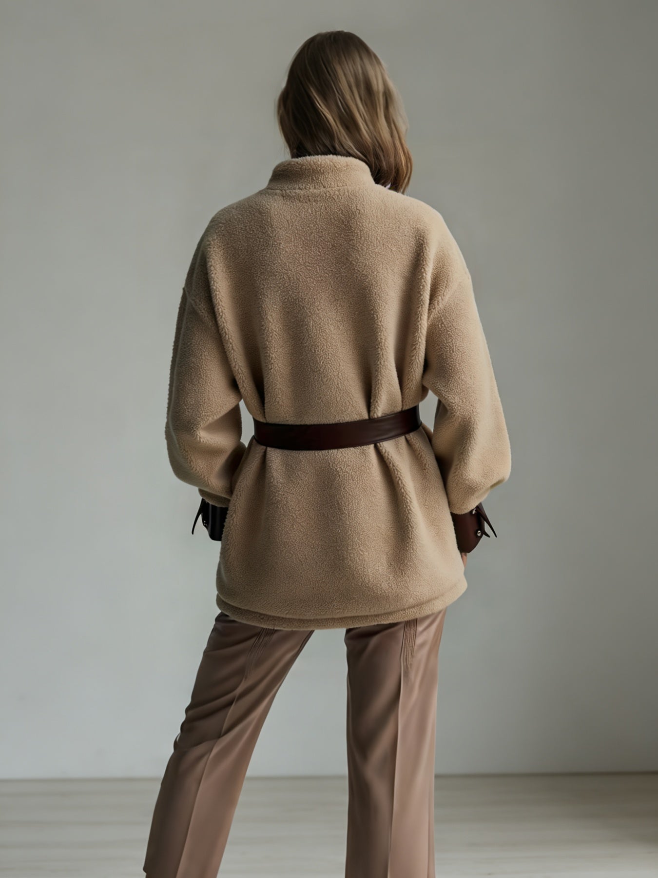 Vintage Lamb Fur PU Leather Jacket