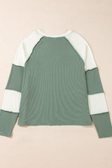 Color Block Round Neck Raglan Sleeve Top-5