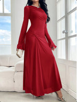 New Trumpet Sleeve Slim-fit Elegant High-elasticity Fashionable Dress