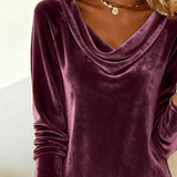 Velvet Cowl Neck Midi Dress