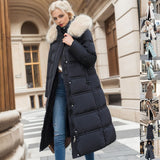 Chic Fur-Hooded Winter Belted Coat