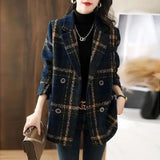 Retro Plaid Slimming Wool Coat