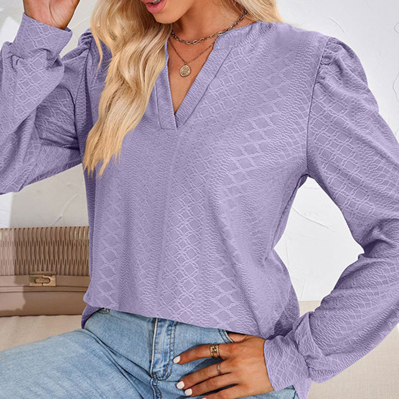 Puff Sleeve V-Neck Blouse