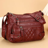 Soft Leather Multi-Pocket Shoulder Bag
