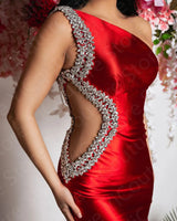 Red Rhinestone Cut-Out Dress Maia