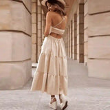 Solid Color Suspender Dress for Women