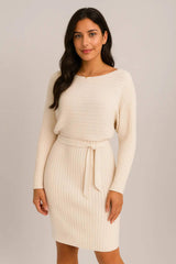 2pcs Traje de las mujeres de rayas sólidas de manga larga Top y falda tirantes apretados Moda Otoño Invierno Ropa Slim