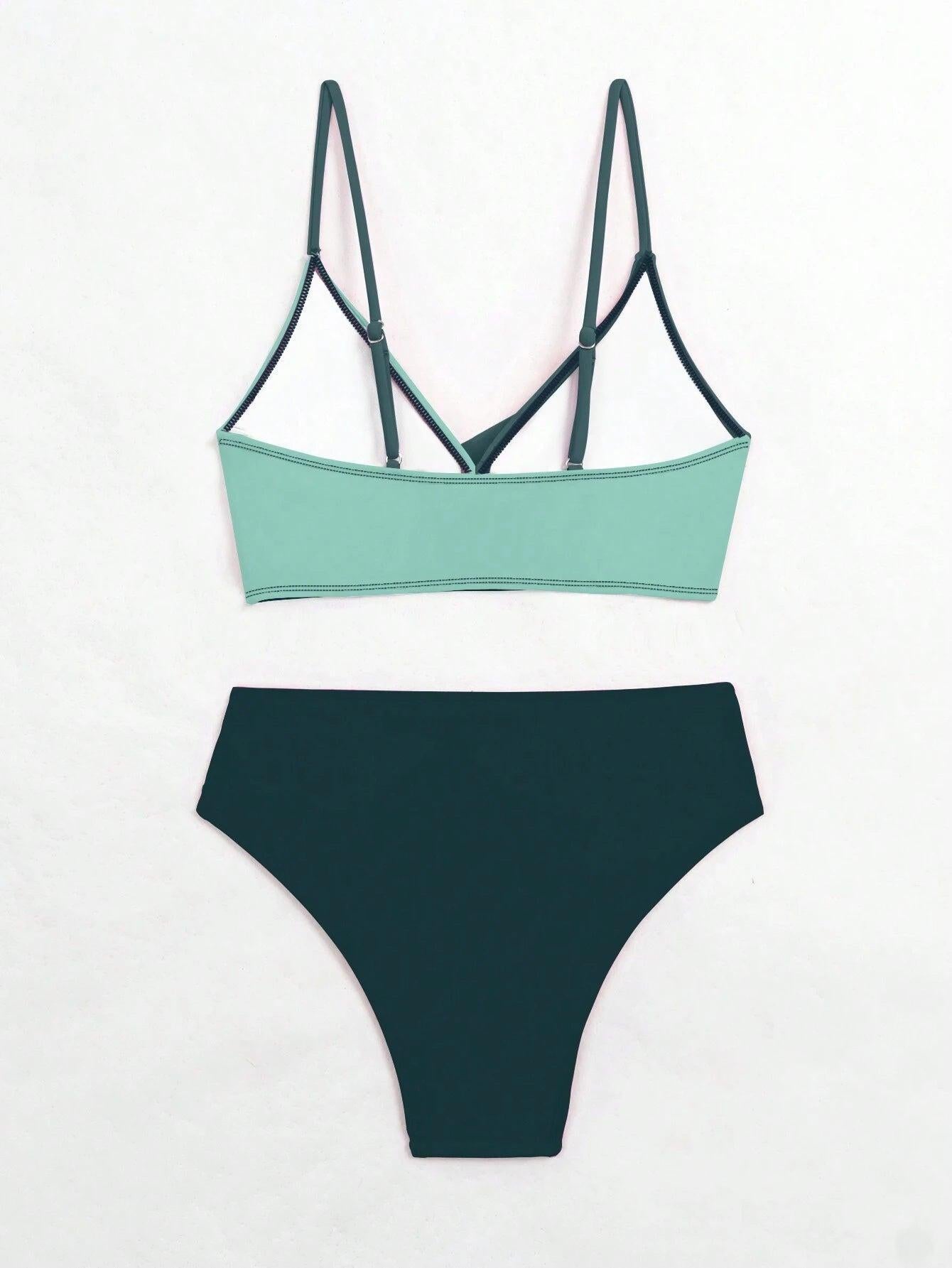 Women's Two-Piece Casual Swimsuit in Green – Comfort Meets Style
