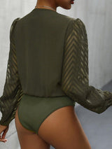 Perfee Ruched Surplice Long Sleeve Bodysuit-2