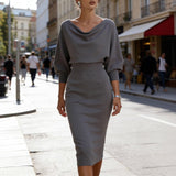 Womens Solid-Color Body-Con Plus-Size Dress With A Sophisticated Look