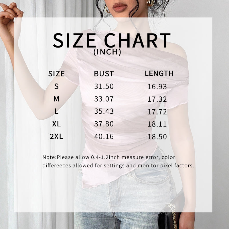 One-Shoulder Tie Dye Mesh Tee