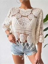 Openwork Round Neck Cover-Up-2