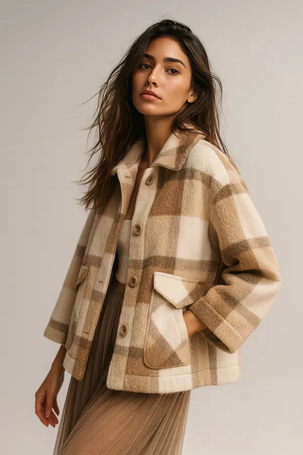 Abrigo de piel sintética de lana de moda para señoras