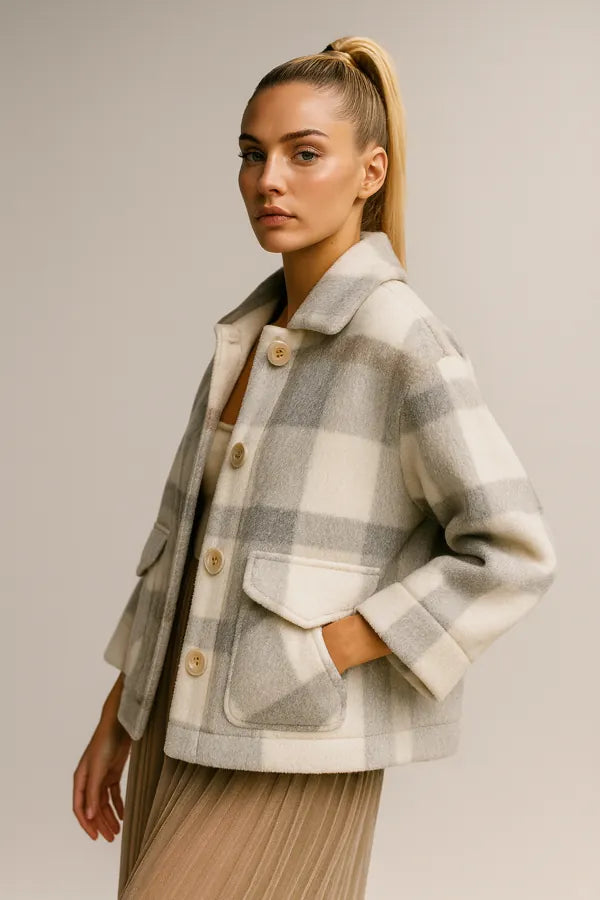 Abrigo de piel sintética de lana de moda para señoras