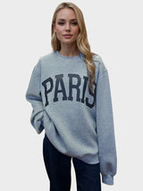 Basic Bae PARIS Round Neck Long Sleeve Air Scuba Sweatshirt-Gray-1