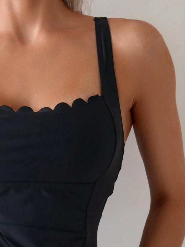 Women's Two-Piece Casual Swimsuit in Black – Timeless Elegance & Comfort