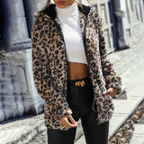 Fuzzy Leopard Zip-Up Hooded Jacket