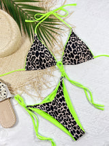 Leopard Print Halter Neck Tie Side Bikini Set-8