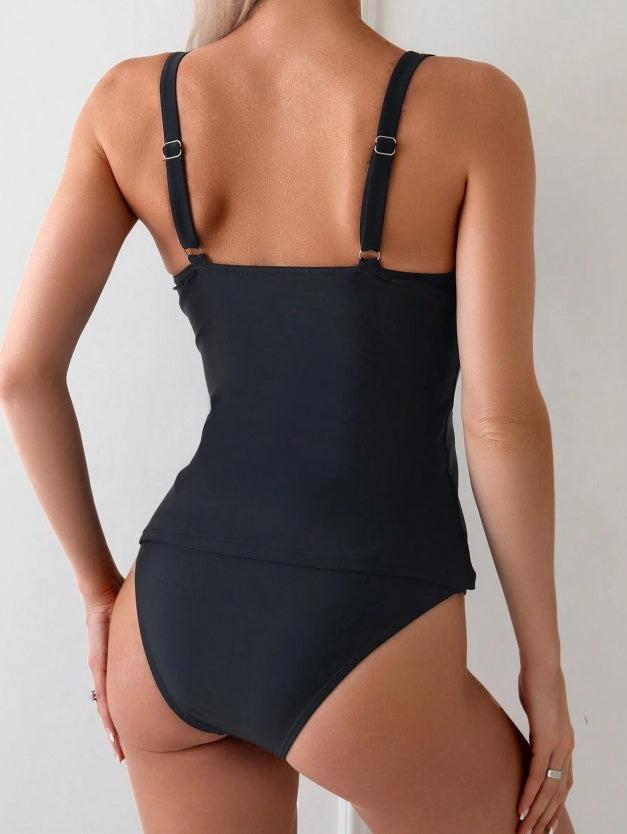 Women's Two-Piece Casual Swimsuit in Black – Timeless Elegance & Comfort