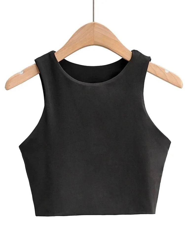 Summer Fashion Women Slim Tops O-neck Sleeveless-4