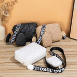 2Pcs Rhombus Shoulder Bag With Wallet Letter Print Wide Shoulder Strap Small Square Bag Large Capacity Cell Phone Crossbody Bags-3