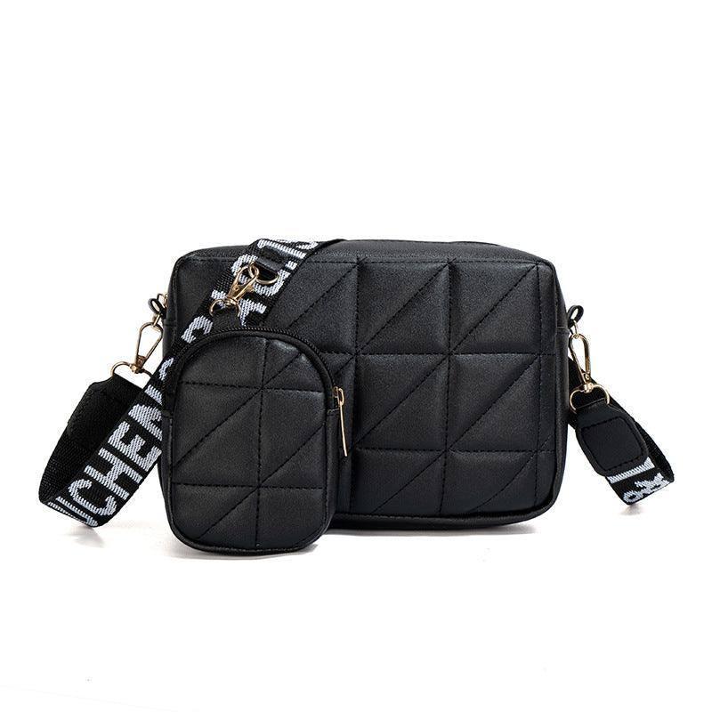 2Pcs Rhombus Shoulder Bag With Wallet Letter Print Wide Shoulder Strap Small Square Bag Large Capacity Cell Phone Crossbody Bags-9