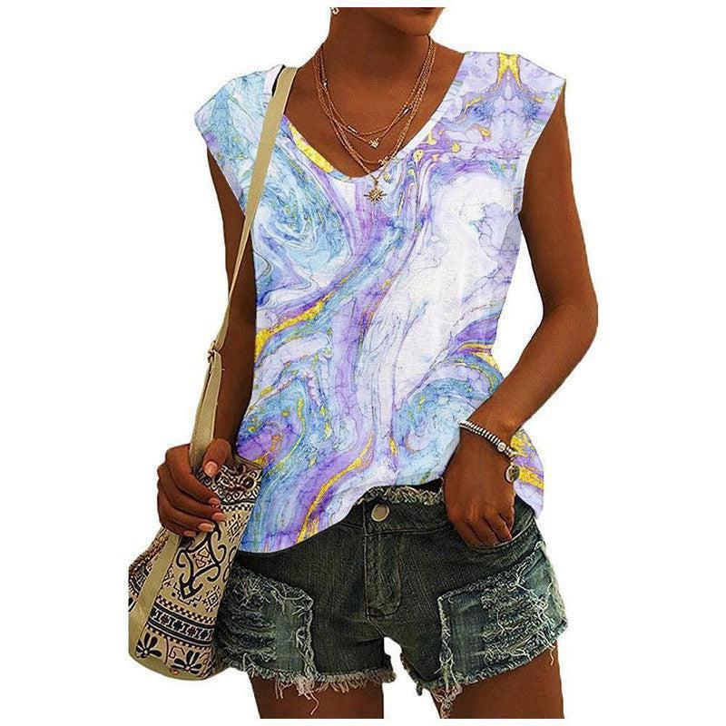 3D Digital Printing Basic Sleeveless V-neck Women's Vest-5