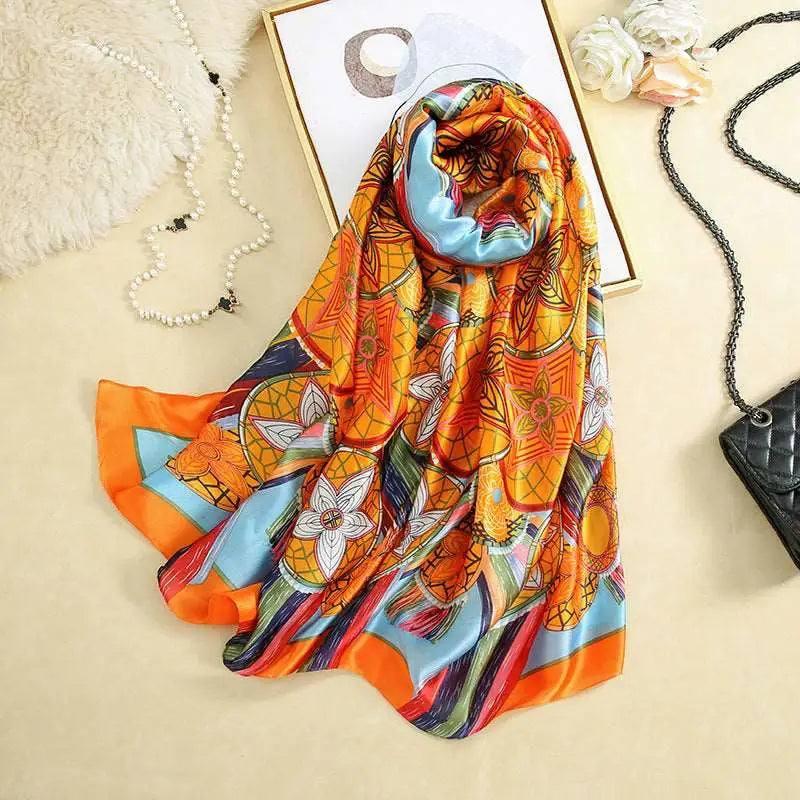 All-in-one Sunscreen Shawl Travel Silk Scarf Women's Beach-2