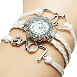 Alloy Love Double Heart-shaped Love Woven Multi-layer Watch-3