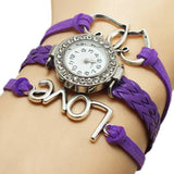 Alloy Love Double Heart-shaped Love Woven Multi-layer Watch-5